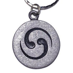 Vintage 90s Pewter Celtic Double Spiral Pendant Necklace Maori Koru Pagan Amulet